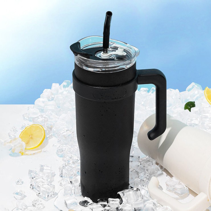 Portable insulated stainless steel ice bottle