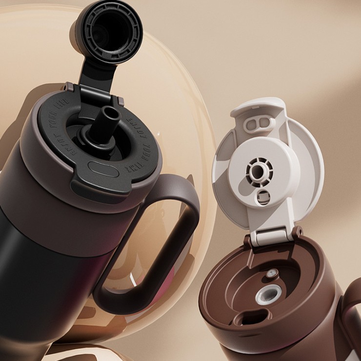 Simple double-lid stainless steel ice bottle