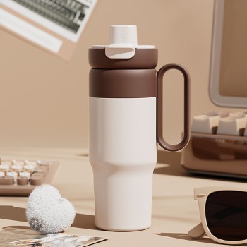 Simple double-lid stainless steel ice bottle