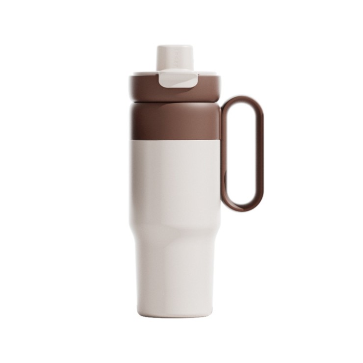 Simple double-lid stainless steel ice bottle