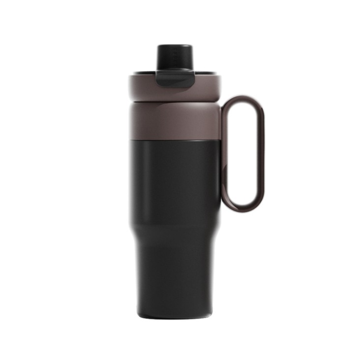 Simple double-lid stainless steel ice bottle