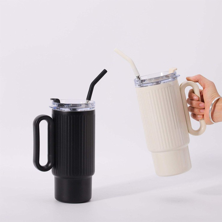 Striped large capacity stainless steel ice bottle