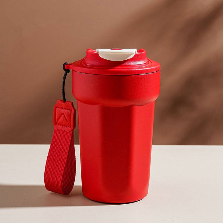 Durable double-wall stainless steel portable coffee cup