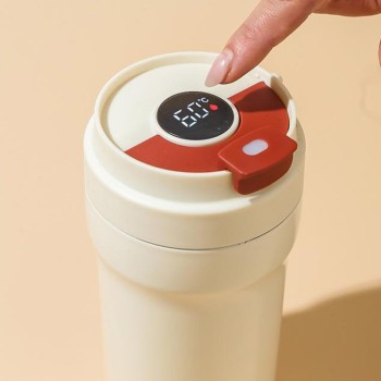 Smart temperature display ceramic liner coffee cup