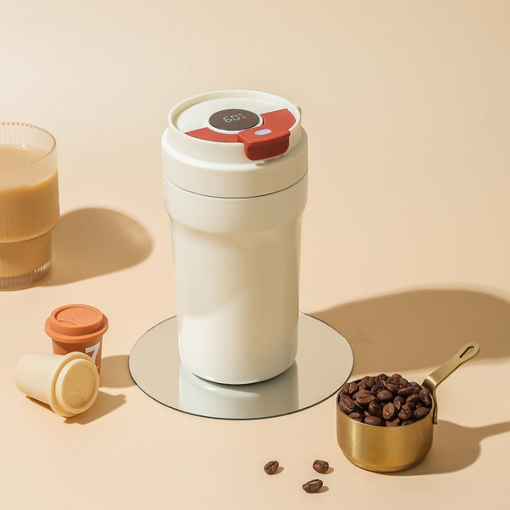 Smart temperature display ceramic liner coffee cup