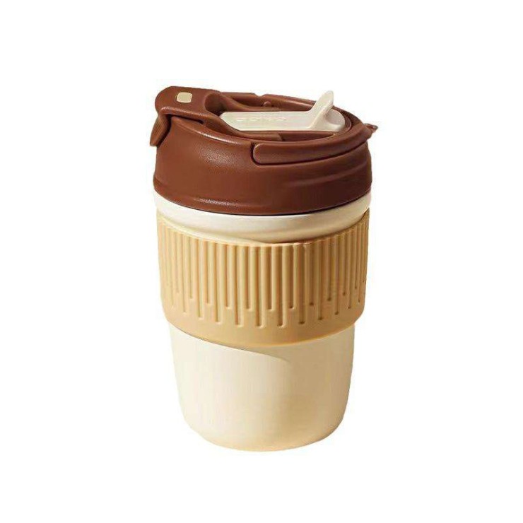 Retro dual-drink portable ceramic coffee cup
