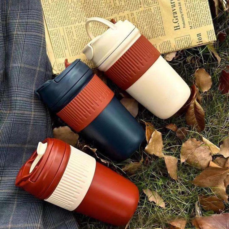 Retro dual-drink portable ceramic coffee cup