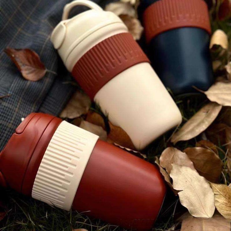 Retro dual-drink portable ceramic coffee cup