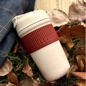 Retro dual-drink portable ceramic coffee cup