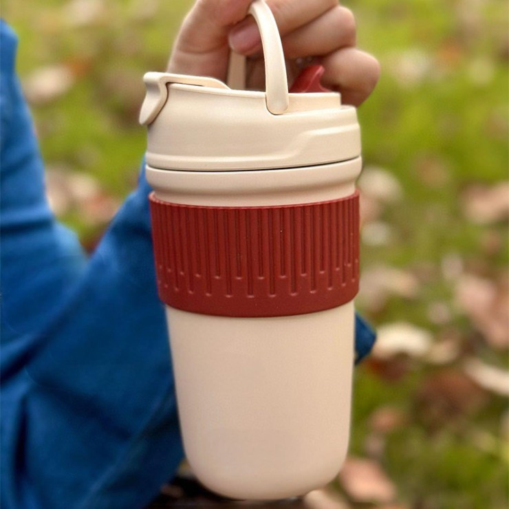 Retro dual-drink portable ceramic coffee cup