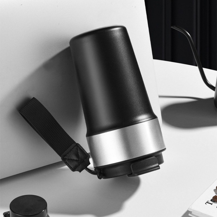 Portable stainless steel double-layer coffee cup
