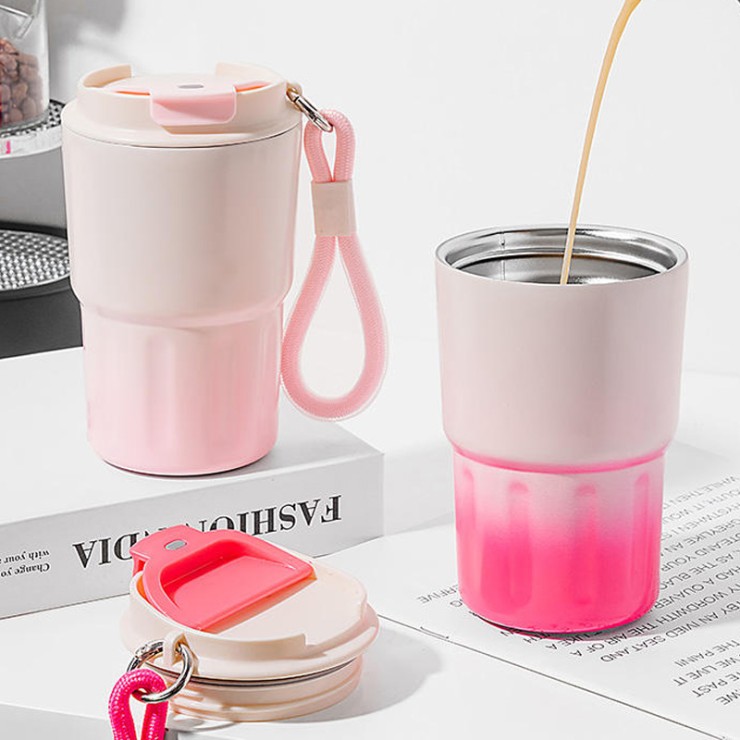 Stylish insulated stainless steel coffee cup