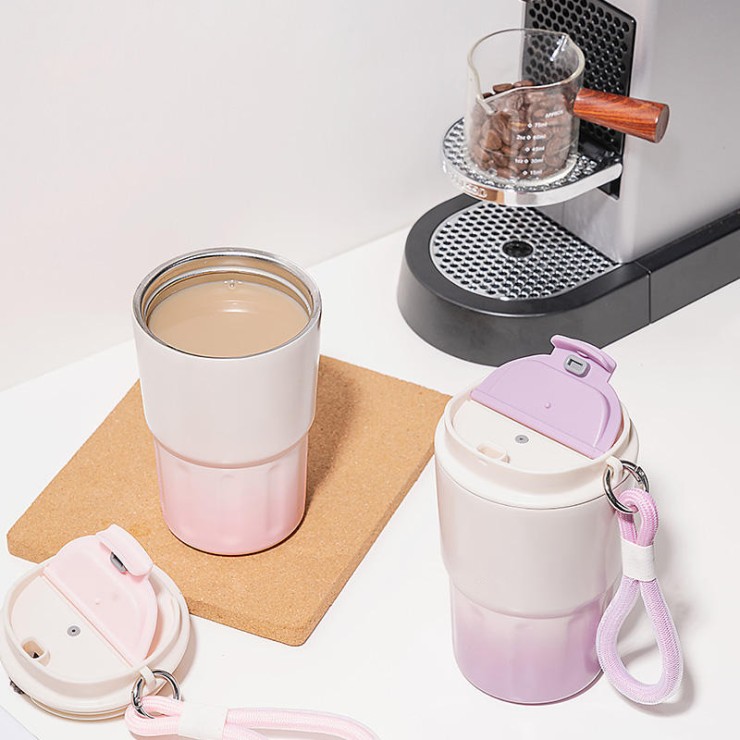 Stylish insulated stainless steel coffee cup