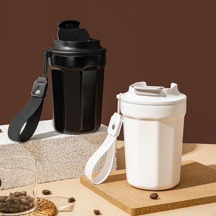 Portable ceramic coated coffee cup