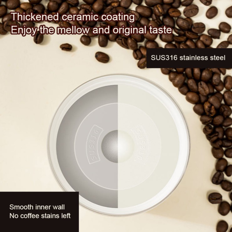 Portable ceramic coated coffee cup