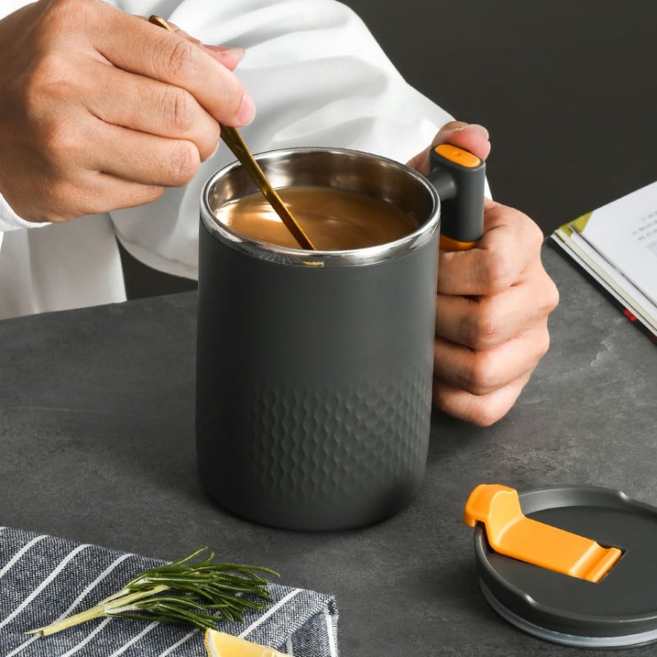 Modern double wall vacuum insulated coffee cup