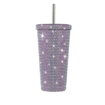 Sparkling rhinestone double wall stainless steel coffee cup