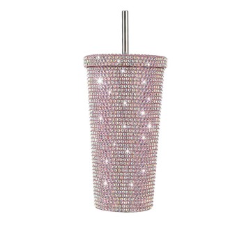 Sparkling rhinestone double wall stainless steel coffee cup