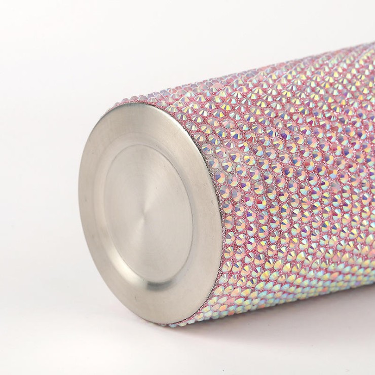 Sparkling rhinestone double wall stainless steel coffee cup