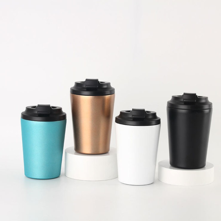 Double-walled stainless steel vacuum coffee cup