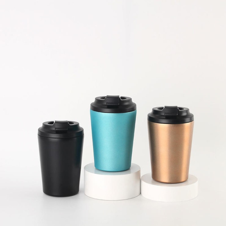 Double-walled stainless steel vacuum coffee cup
