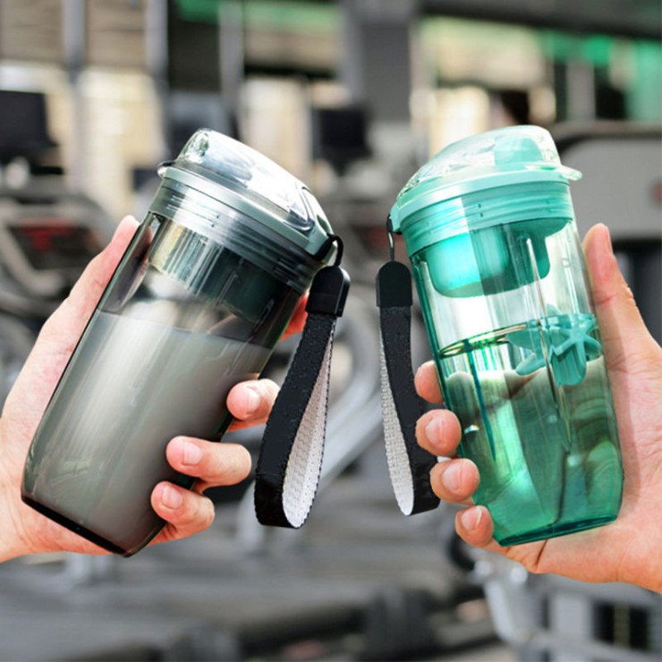 Transparent fitness plastic shake sports cup