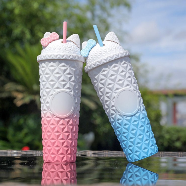 Fashionable double-layer insulated straw water cup