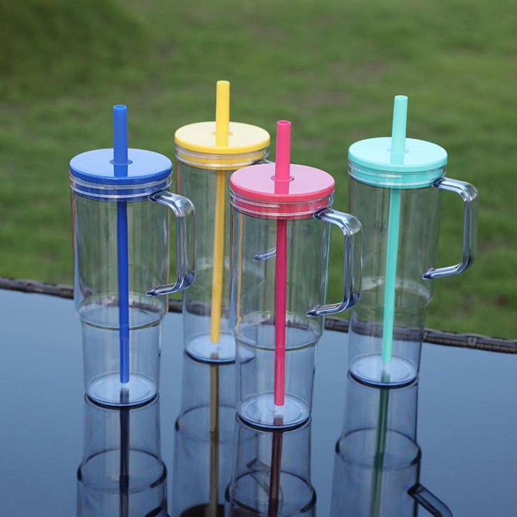 Simple thickened transparent straw water cup