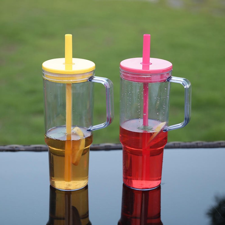 Simple thickened transparent straw water cup