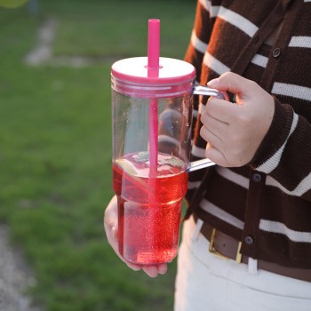 Simple thickened transparent straw water cup