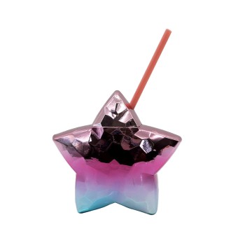 Star shape fashion straw water cup