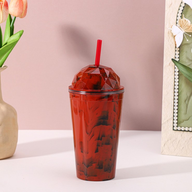 Fashionable stone insulated straw water cup