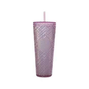 Slim double-layer glass straw water cup