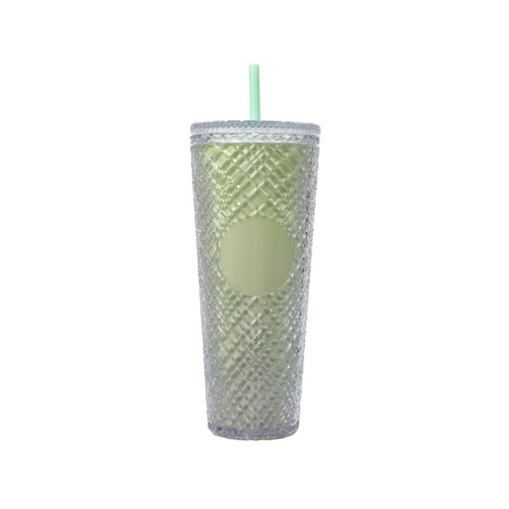Slim double-layer glass straw water cup