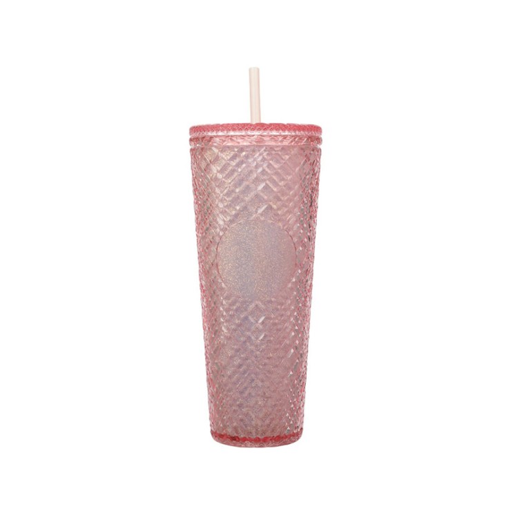 Slim double-layer glass straw water cup