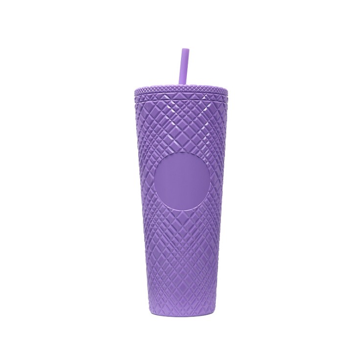 Modern double-walled plastic straw drinking cup
