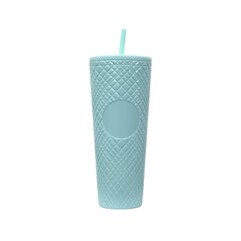 Modern double-walled plastic straw drinking cup