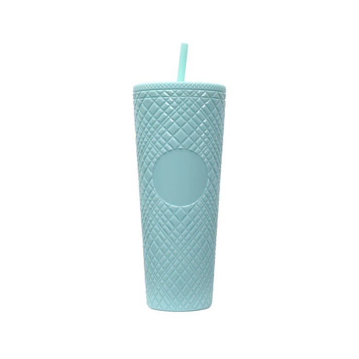 Modern double-walled plastic straw drinking cup