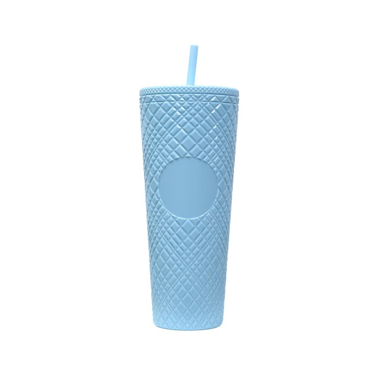 Modern double-walled plastic straw drinking cup
