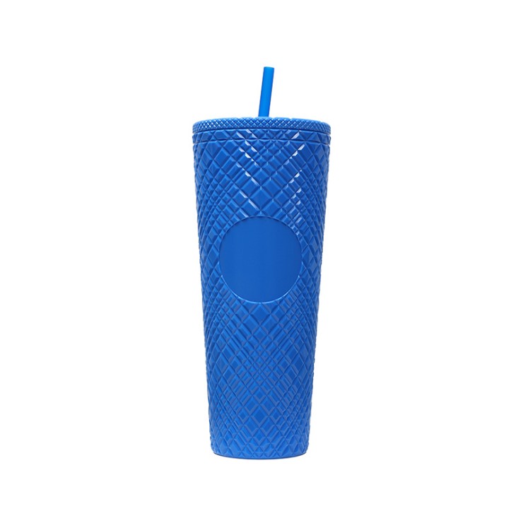 Modern double-walled plastic straw drinking cup