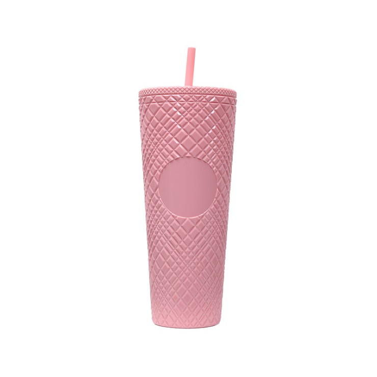 Modern double-walled plastic straw drinking cup