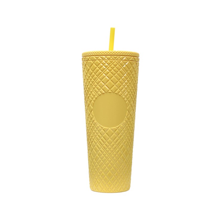 Modern double-walled plastic straw drinking cup