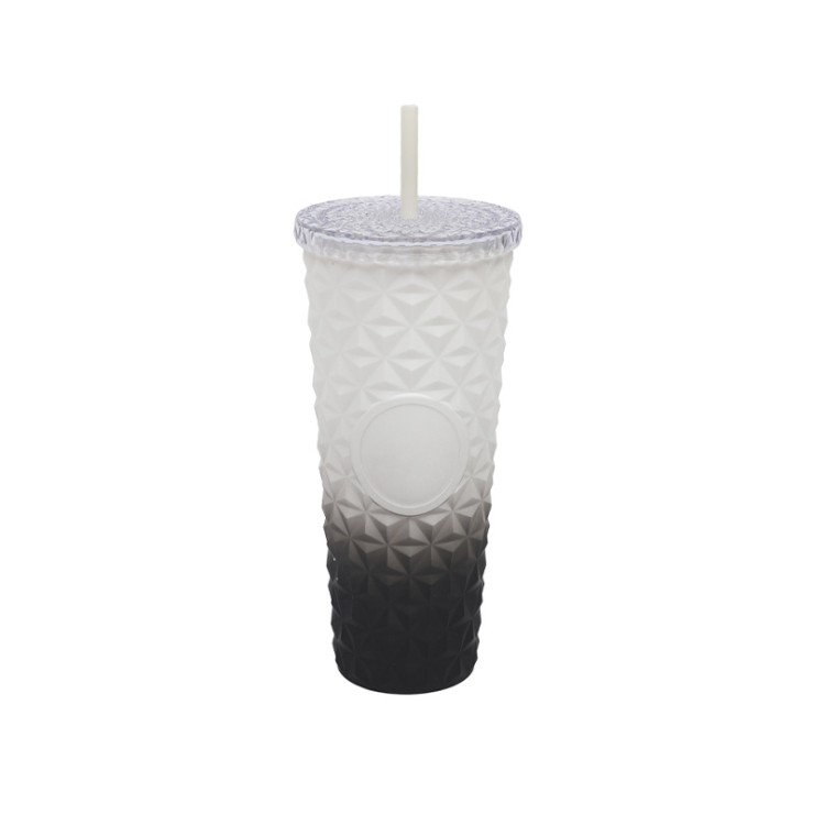 Gradient color design insulated straw water cup