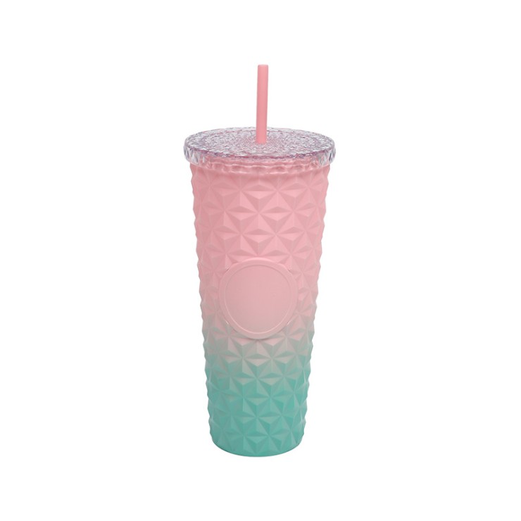 Gradient color design insulated straw water cup