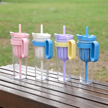 Large-capacity portable straw water cup