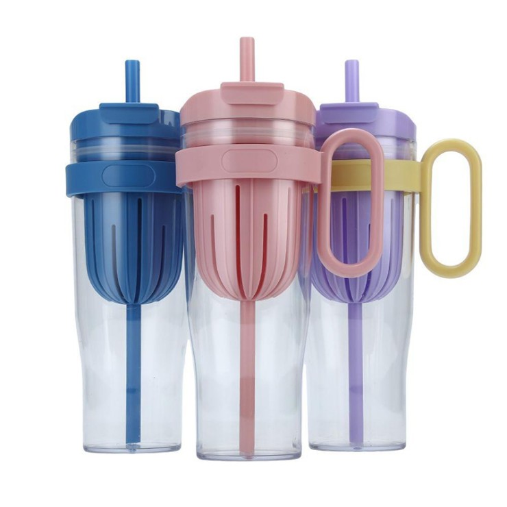 Large-capacity portable straw water cup