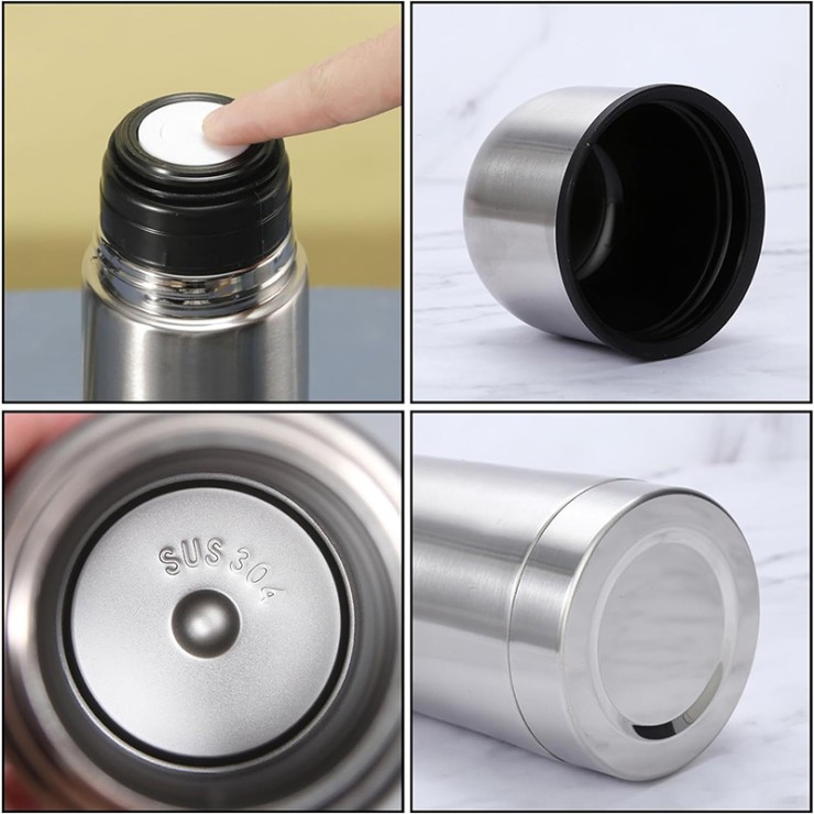 Stainless steel double-wall vacuum insulated thermos